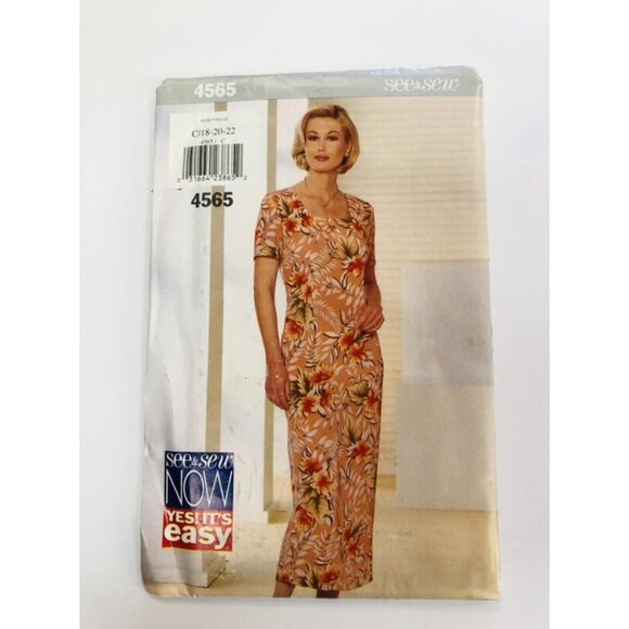 Vintage Butterick Sewing Pattern 4565 Misses' Dress Size 18-22 Uncut - Picture 1 of 2